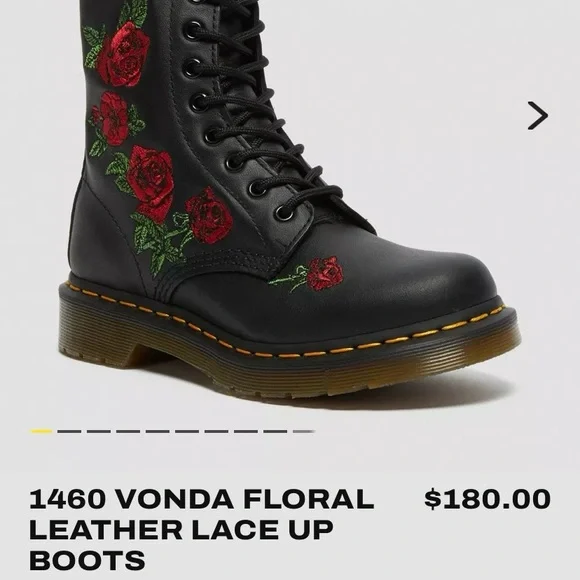 SOLD - 1460 Vonda Floral Leather Lace Up Boots - Picture 7 of 7